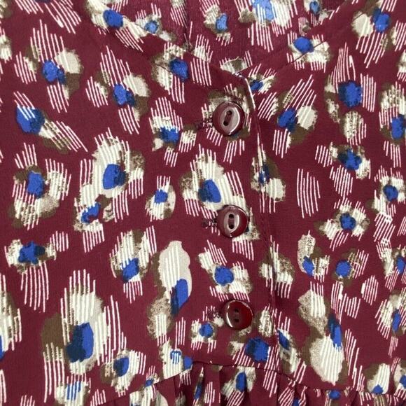 Umgee Dress Womens 1XL Burgandy Wine Baby Doll Long Sleeve Short Boho Chic - Picture 6 of 12